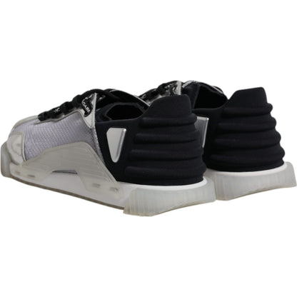 Dolce & Gabbana Silver Black Nylon NS1 Low Top Sneakers Shoes
