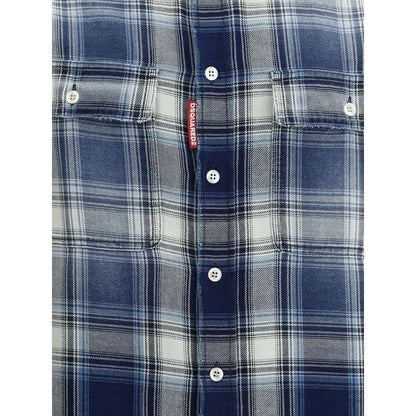Dsquared² Blue Cotton Pattern Shirt