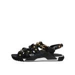 Dolce & Gabbana Black Leather Studded Slides Sandals Shoes