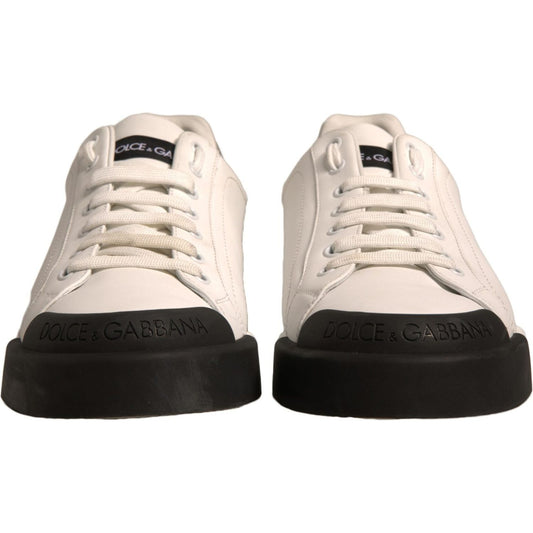 Dolce & Gabbana White Leather Logo Portofino Sneakers Shoes
