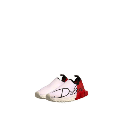 Dolce & Gabbana White Red Low Top Sorrento Sneakers Shoes