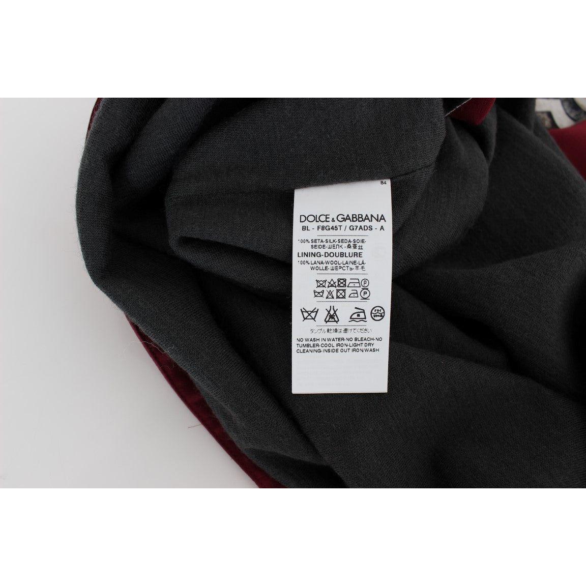 Dolce & Gabbana Red Knight Print Silk Blouse T-shirt