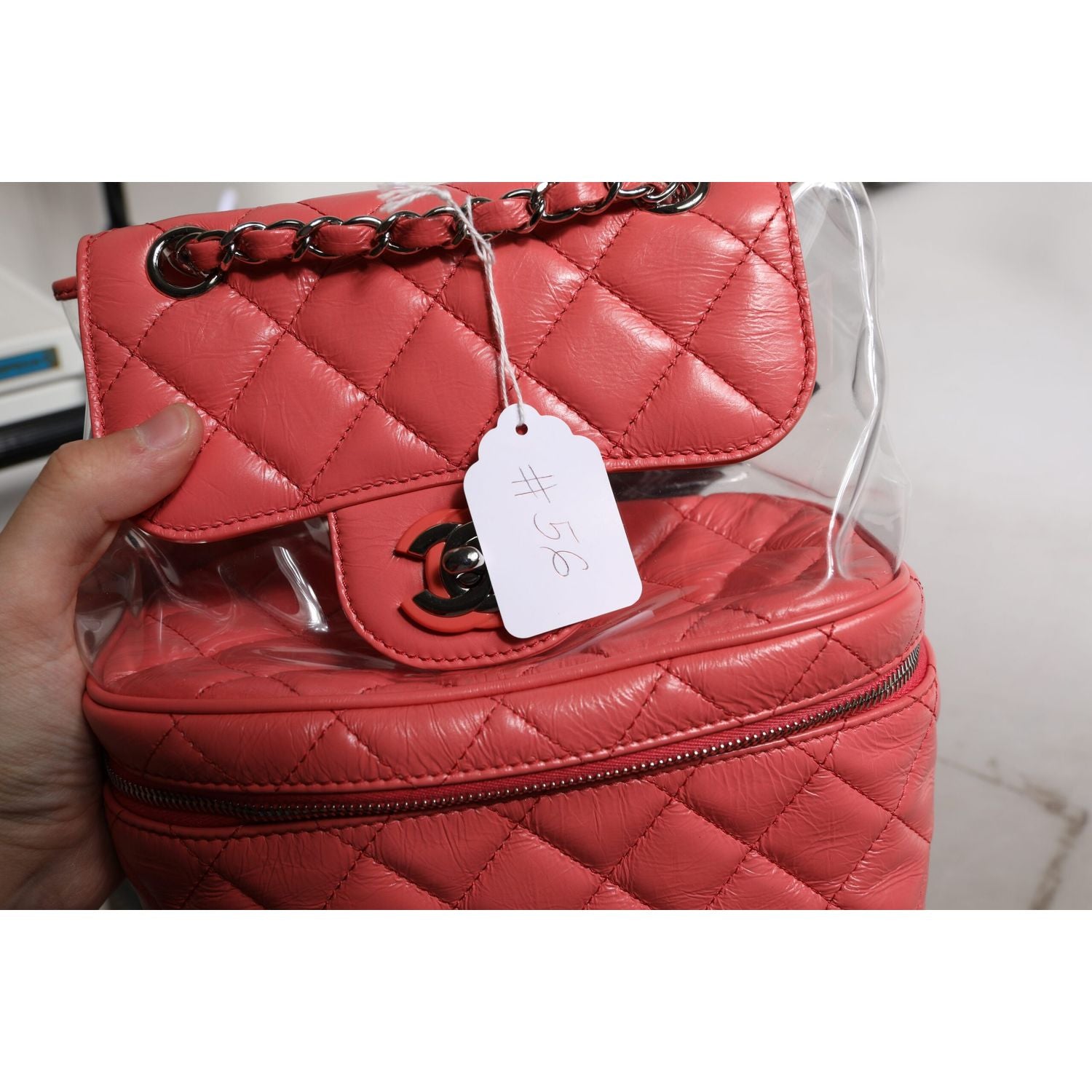 Chanel Pink Vinyl Leather Backpack Purse Bag