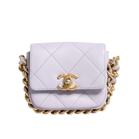 Chanel Blue Quilted Calfskin Framing Chain Flap Mini crossbody Bag