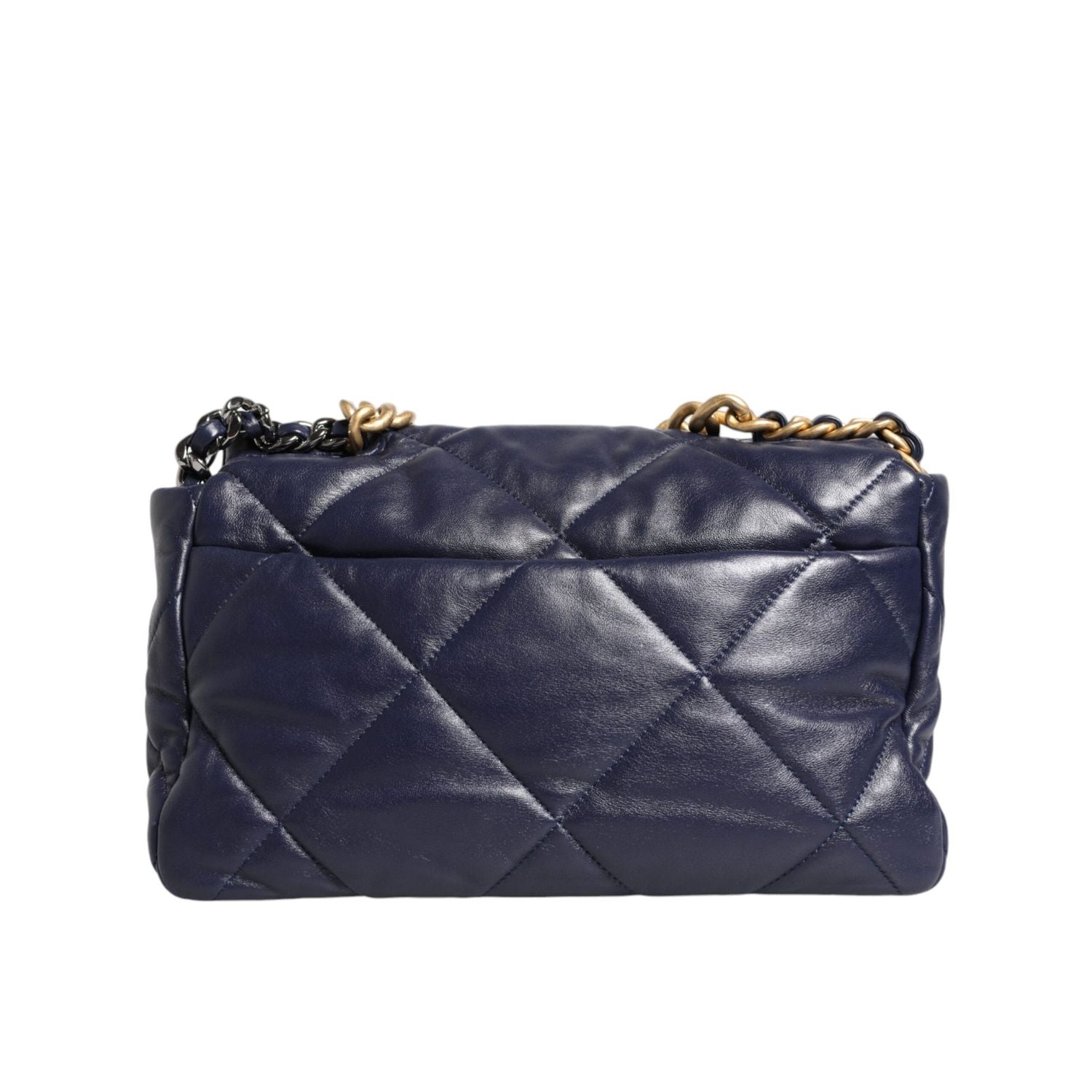 Chanel Blue Leather Large Quilted Chain Hand Shoulder Bag