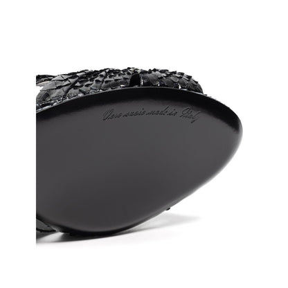 Dolce & Gabbana Black Snake Skin Platform Sandals