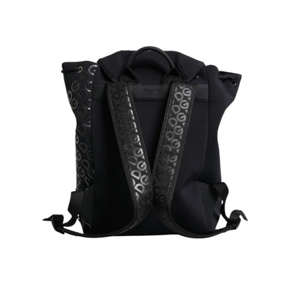 Dolce & Gabbana Black Neoprene Nylon DG Logo School Backpack Bag