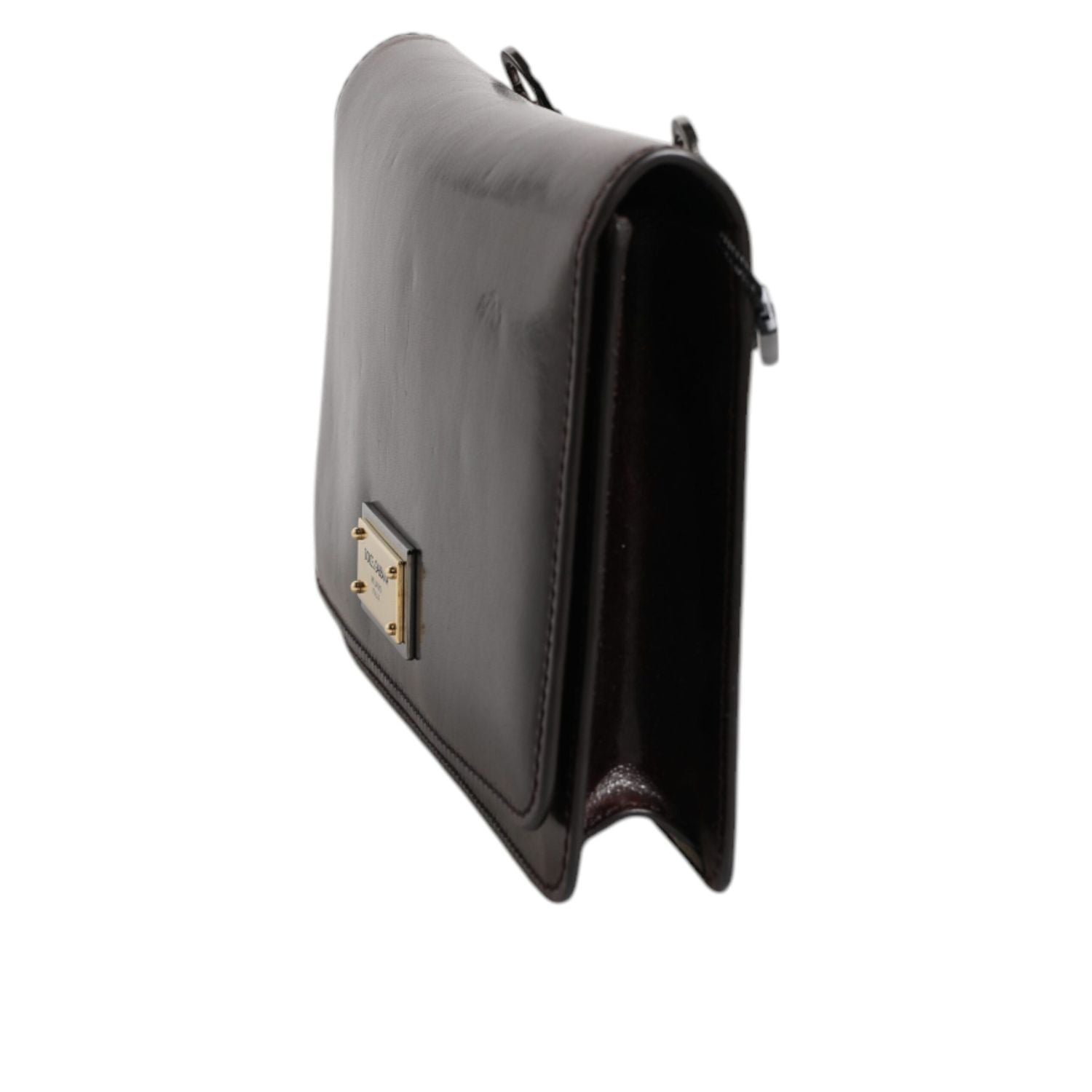 Dolce & Gabbana Maroon Horse Leather Logo Plaque Mini Crossbody Bag