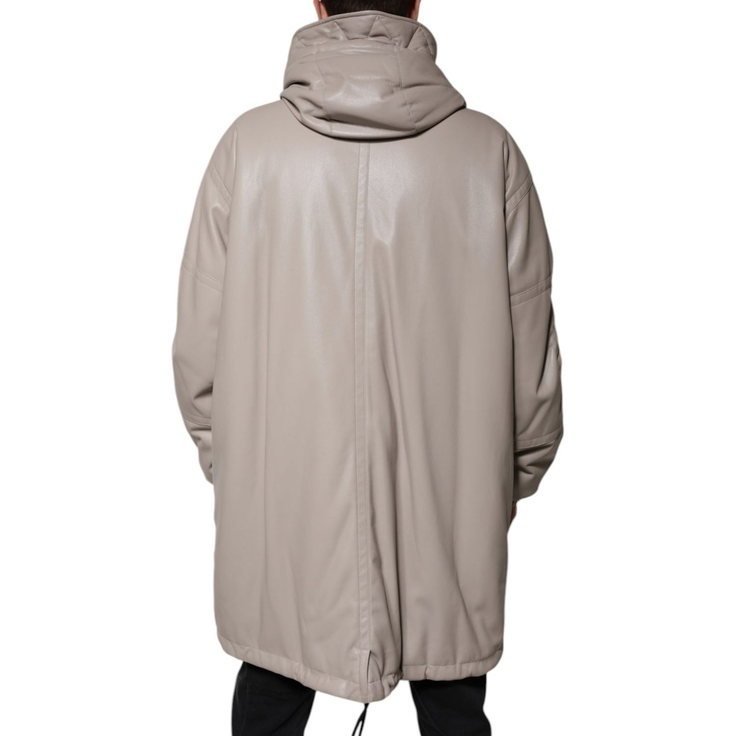 MSGM Beige Full Zip Hooded Long Sleeves Casual Coat Jacket