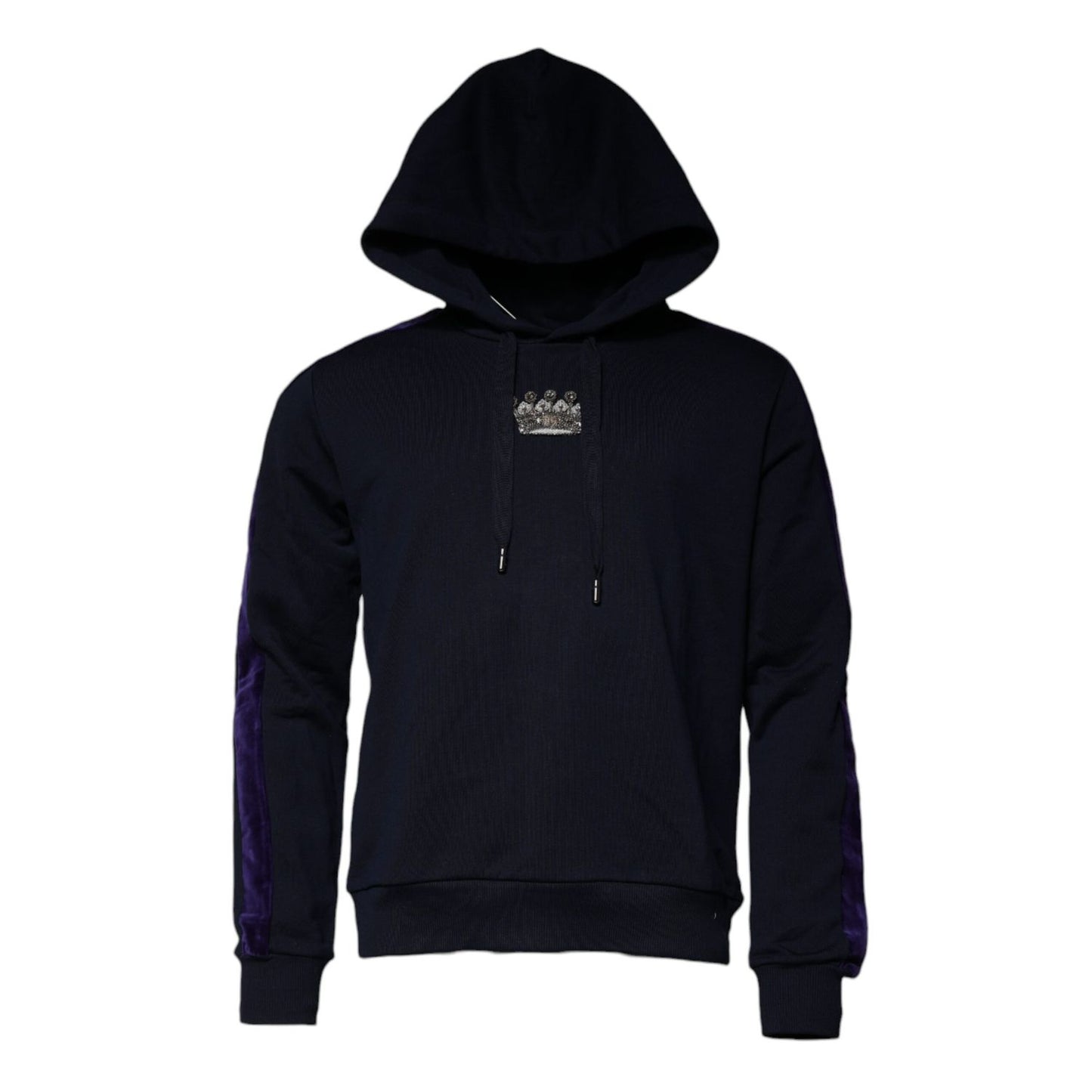 Dolce & Gabbana Blue Crown Cotton Hooded Sweatshirt Sweater