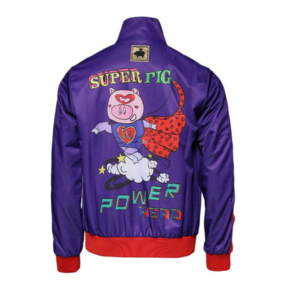 Dolce & Gabbana Purple Year Of The Pig Full Zip Bomber Sweater