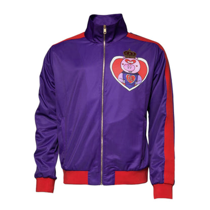 Dolce & Gabbana Purple Year Of The Pig Full Zip Bomber Sweater
