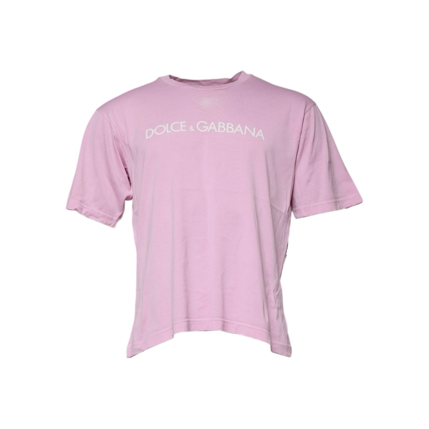 Dolce & Gabbana Pink Logo Print Cotton Crew Neck T-shirt