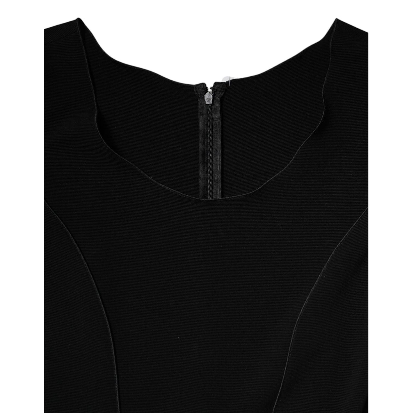 Emporio Armani Black Viscose Short Sleeves Sheath Midi Dress