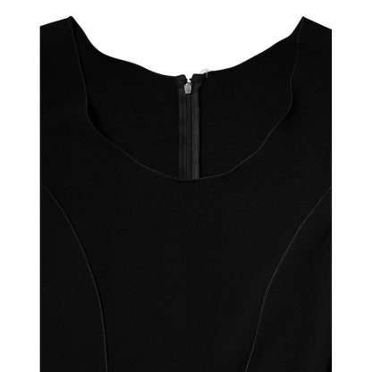 Emporio Armani Black Viscose Short Sleeves Sheath Midi Dress