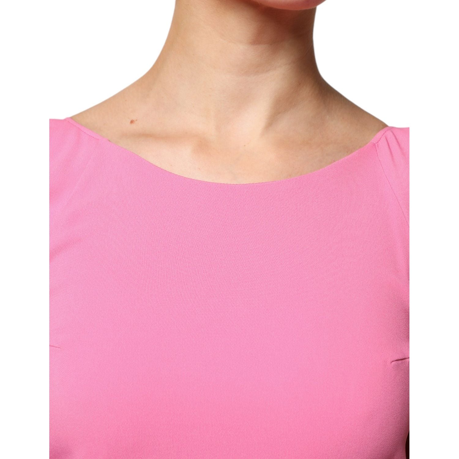 Dondup Pink Viscose Short Sleeves Backless Sheath Mini Dress