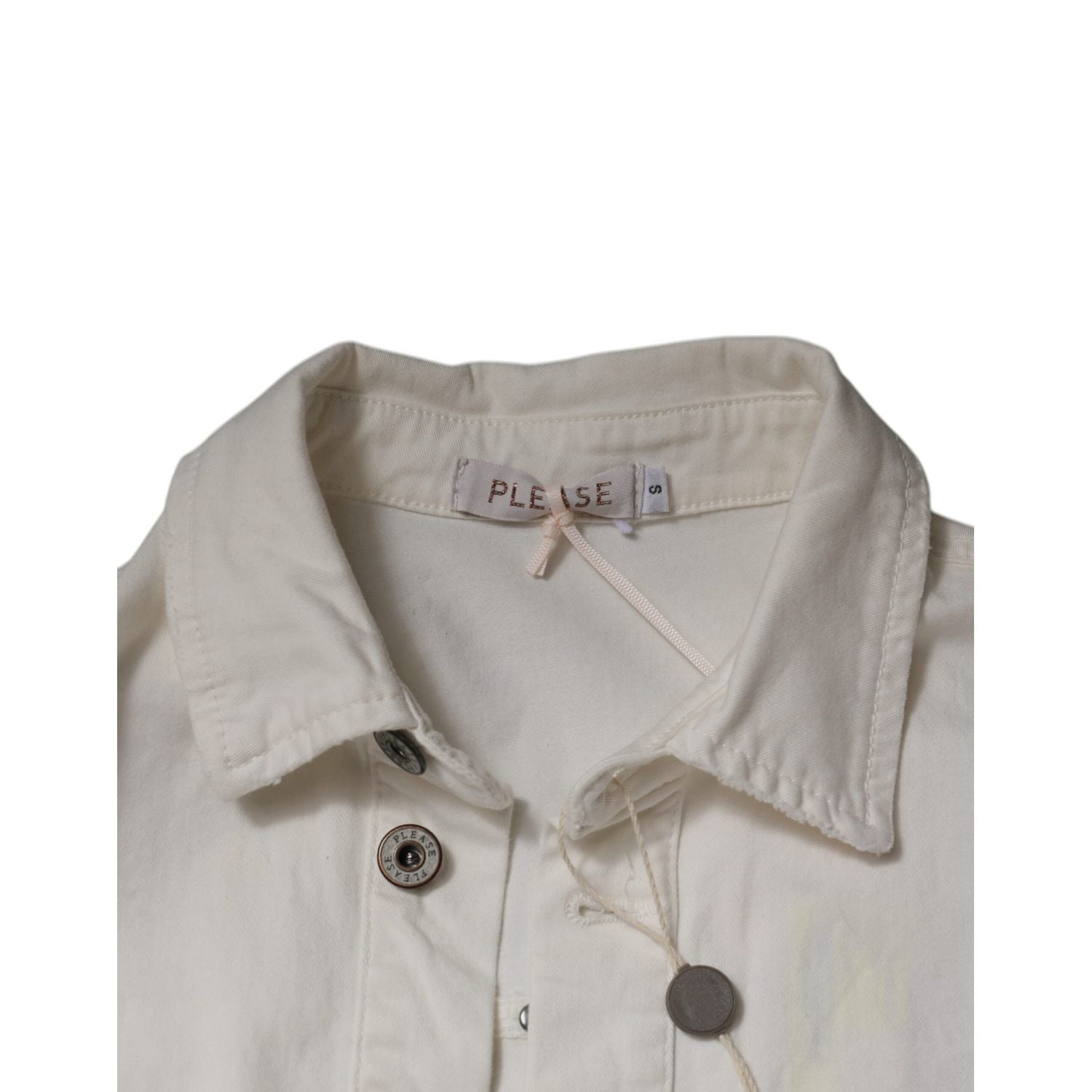 Please White Cotton Short Sleeves Button Down Romper Dress