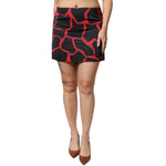 Dolce & Gabbana Black Red Abstract Mid Waist A-line Mini Skirt