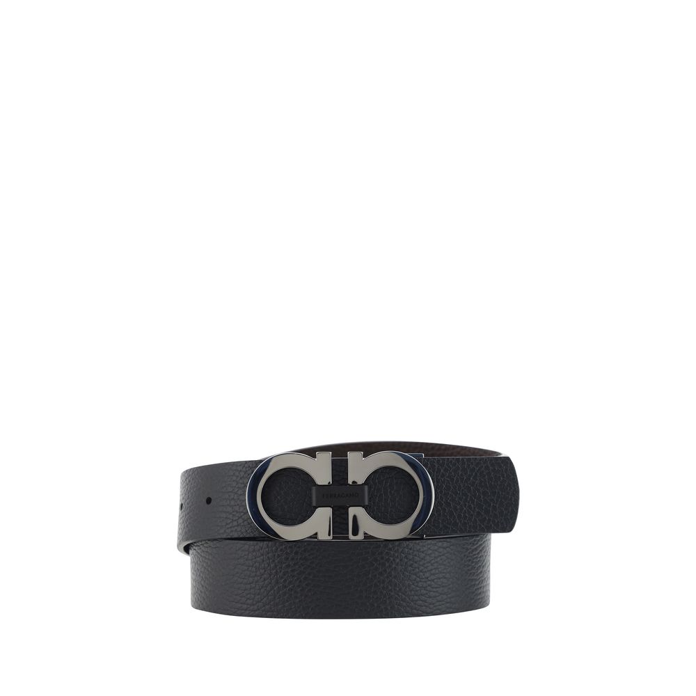 Ferragamo Black Calf Leather Bos Taurus Regular Belt