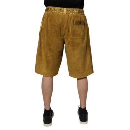 Dolce & Gabbana Brown Lambskin Suede Men Bermuda Shorts