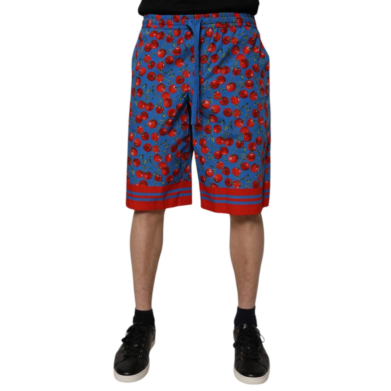 Dolce & Gabbana Blue Cherry Print Cotton Men Bermuda Shorts