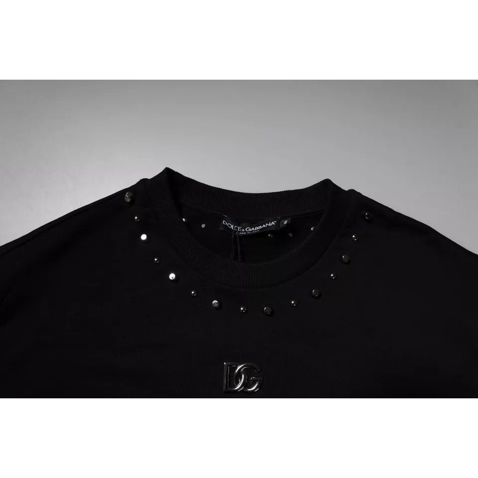Dolce & Gabbana Black Logo Stud Pullover Sweatshirt Sweater Dolce & Gabbana