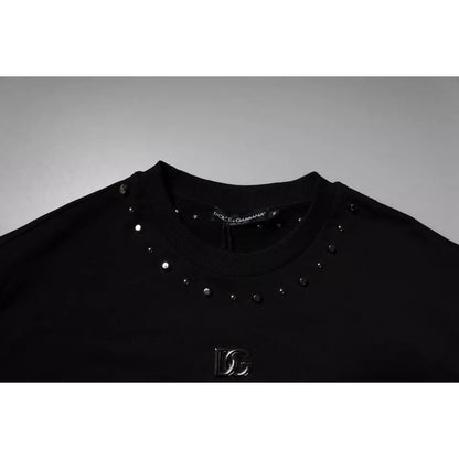 Dolce & Gabbana Black Logo Stud Pullover Sweatshirt Sweater Dolce & Gabbana