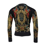 Dolce & Gabbana Black Heraldic DG Silk Round Neck Pullover Sweater
