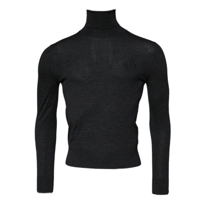 Dolce & Gabbana Black Wool Turtleneck Pullover Sweater