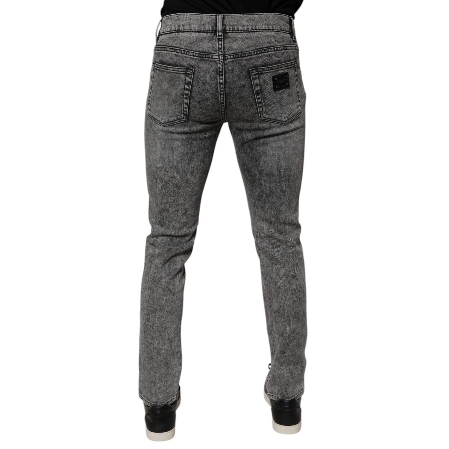 Dolce & Gabbana Dark Gray Washed Cotton Slim Fit Denim Jeans