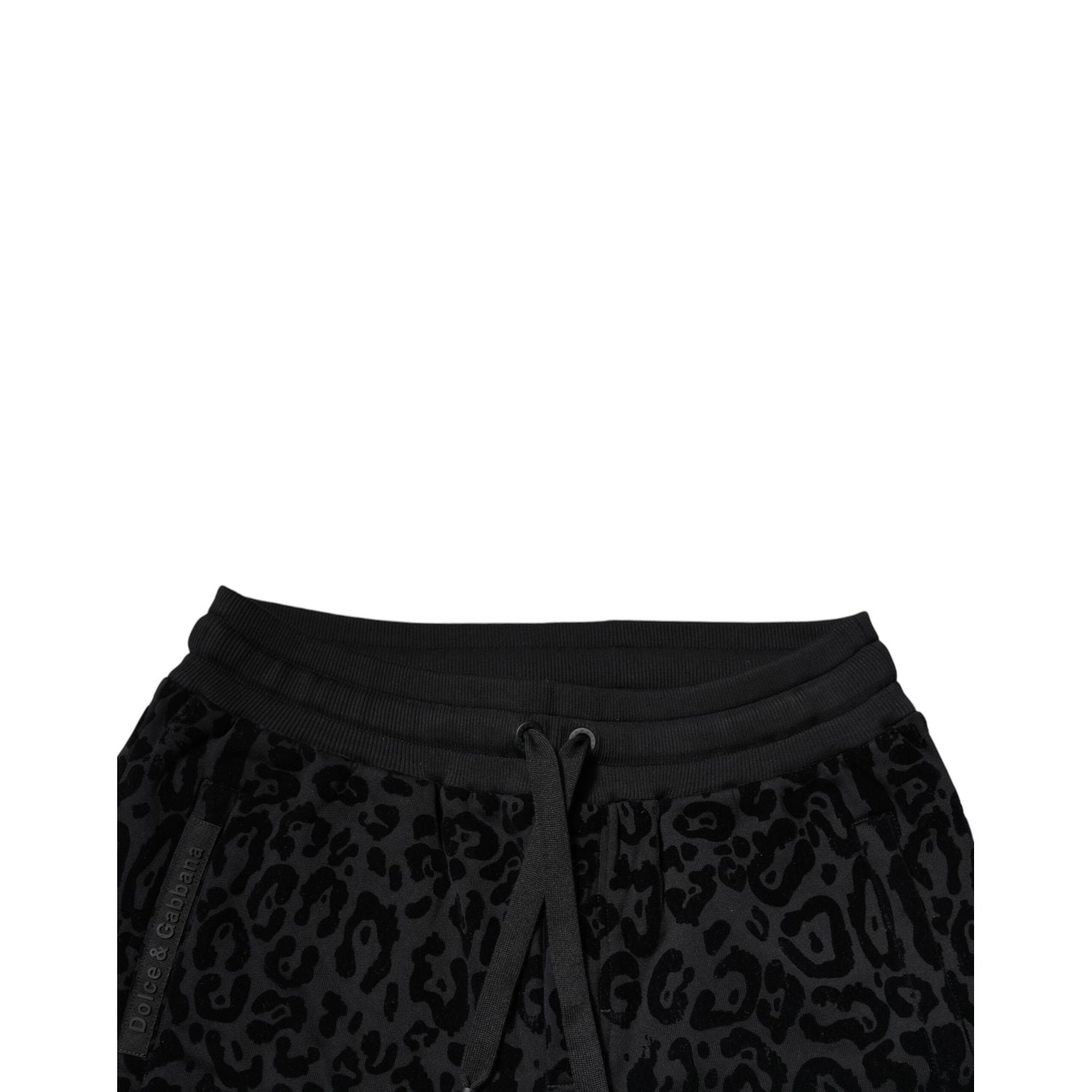 Dolce & Gabbana Black Leopard Cotton Jogger Sweatpants Pants