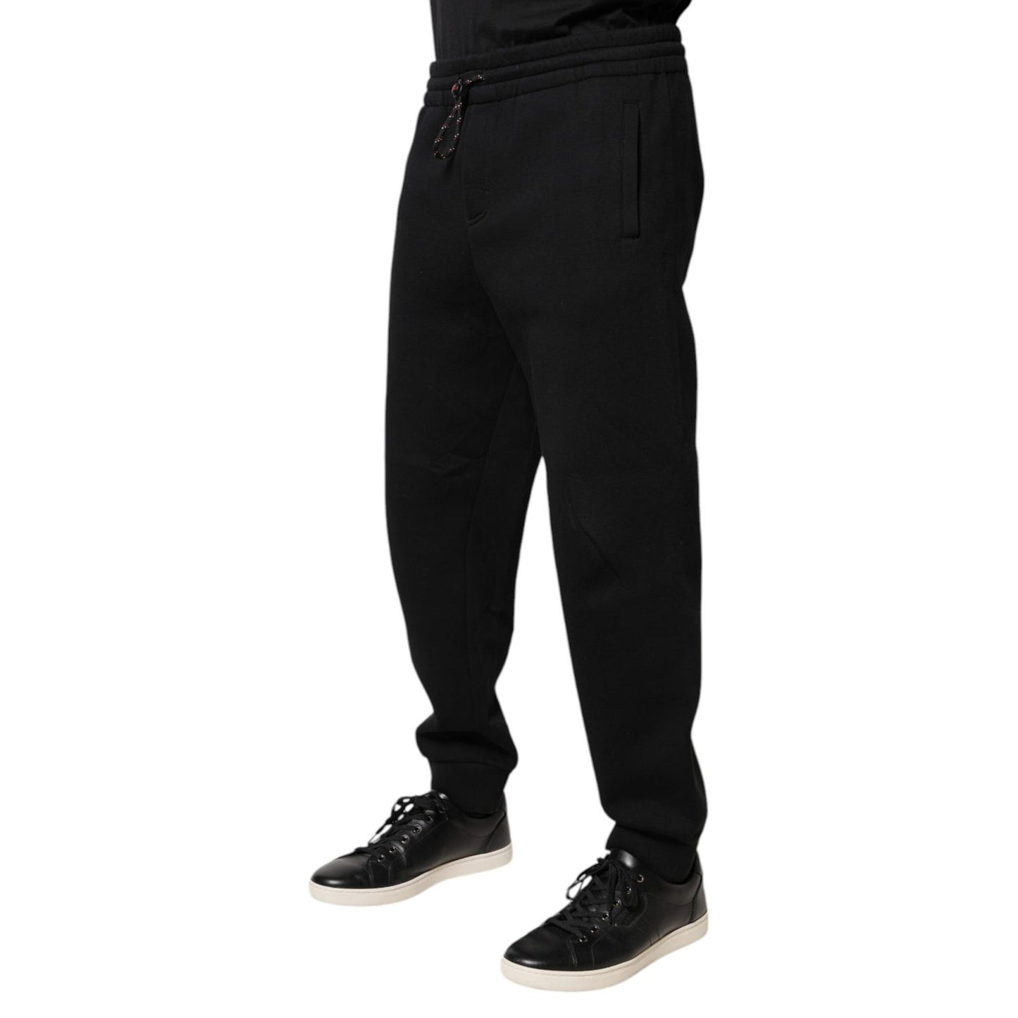 Dolce & Gabbana Black Logo Patch CottonJogger Sweatpants Pants