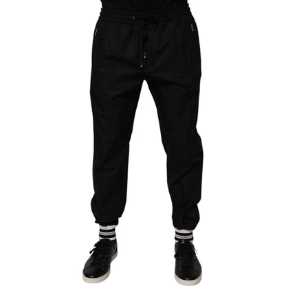 Dolce & Gabbana Black Cotton Men Jogger Sweatpants Pants