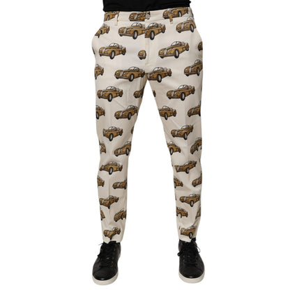 Dolce & Gabbana Off White Cars Cotton Skinny Men Denim Jeans