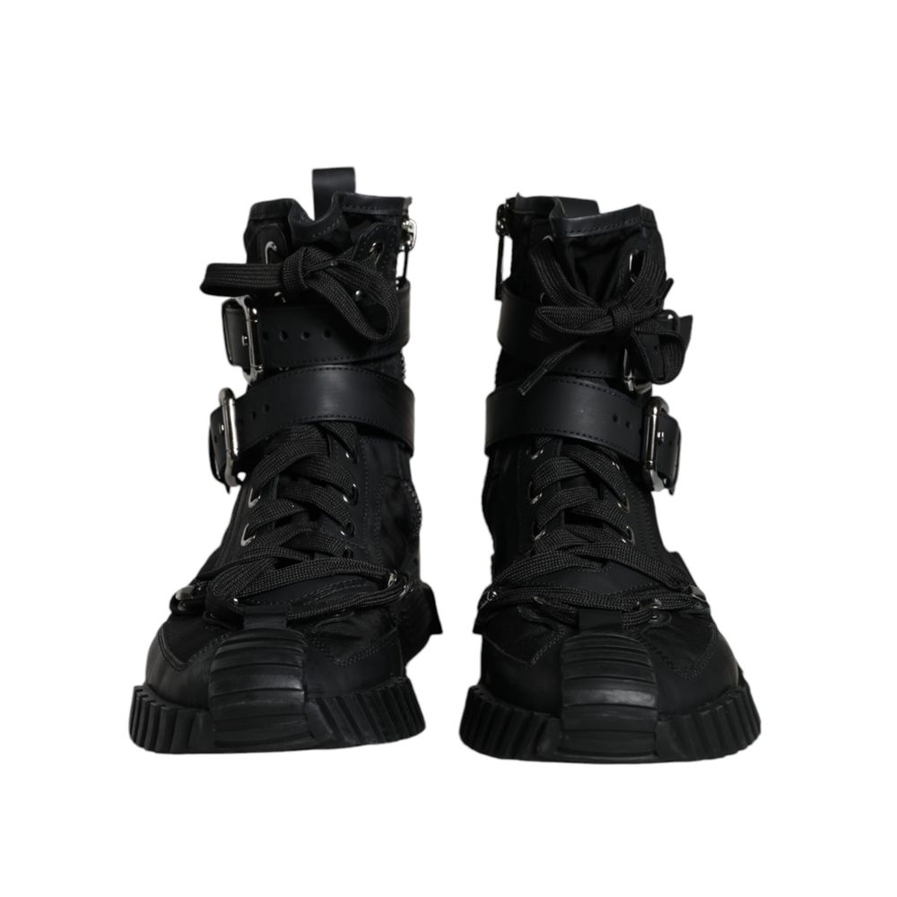 Dolce & Gabbana Black Nylon Lace-Up Boots