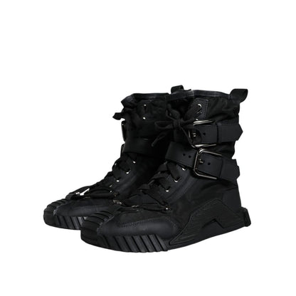 Dolce & Gabbana Black Nylon Lace-Up Boots