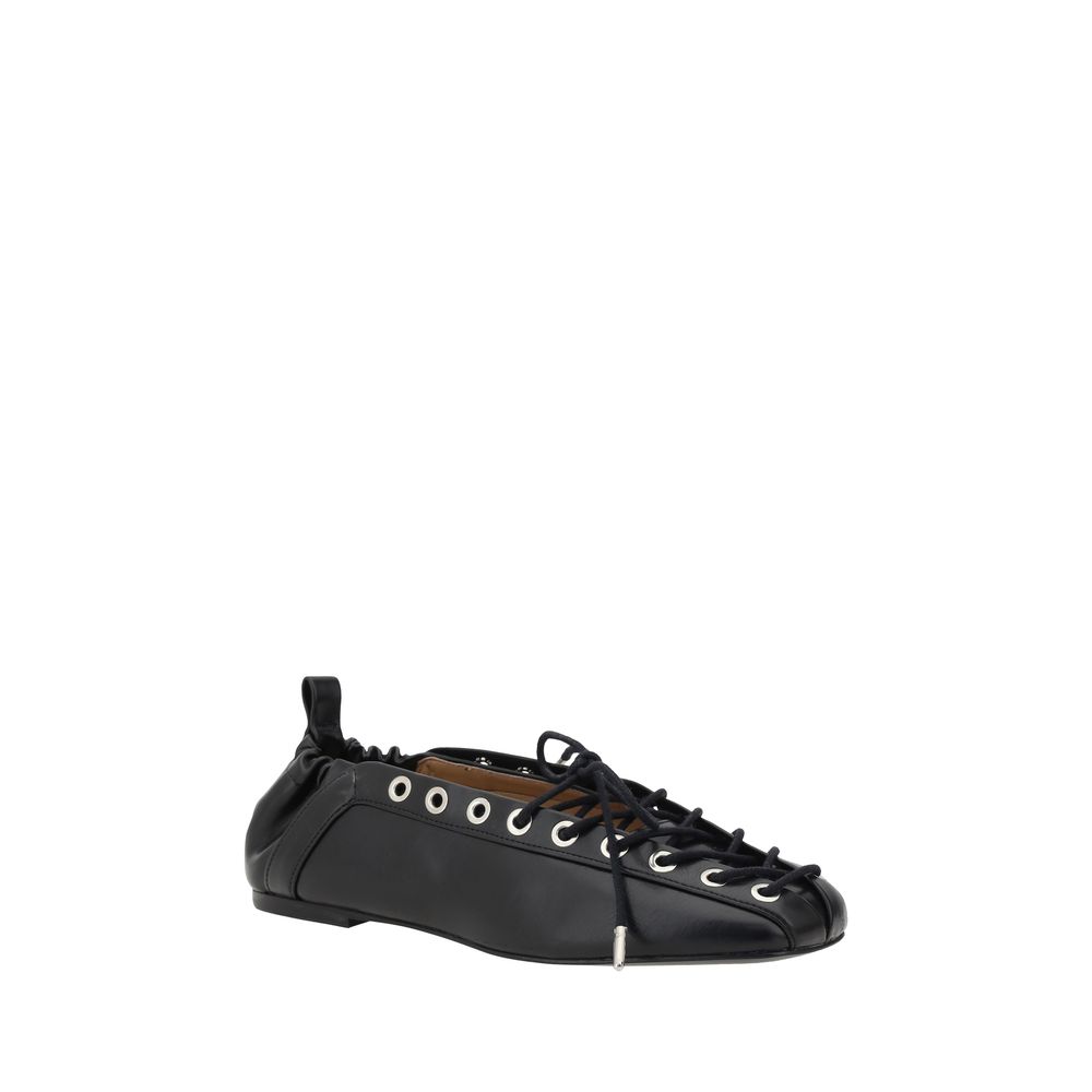 Ganni Black Polyester Ballet Flats
