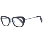 Yohji Yamamoto Black Women Glasses Frame in rectangle style, full-rim black metal and plastic, with demo lenses, model size 51-19-140.