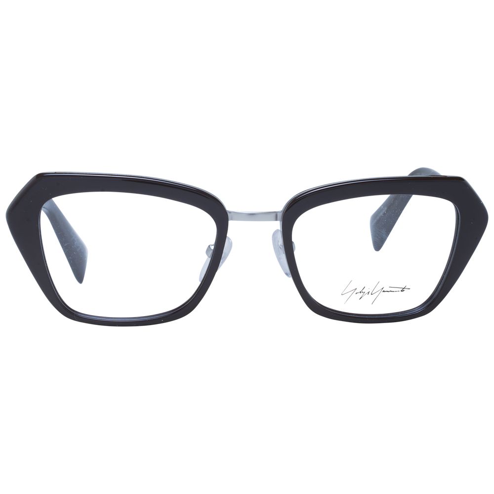 Yohji Yamamoto Black Women Glasses Frame, rectangle style, full-rim, metal & plastic, 51-19-140 size, demo lenses, includes branded case.