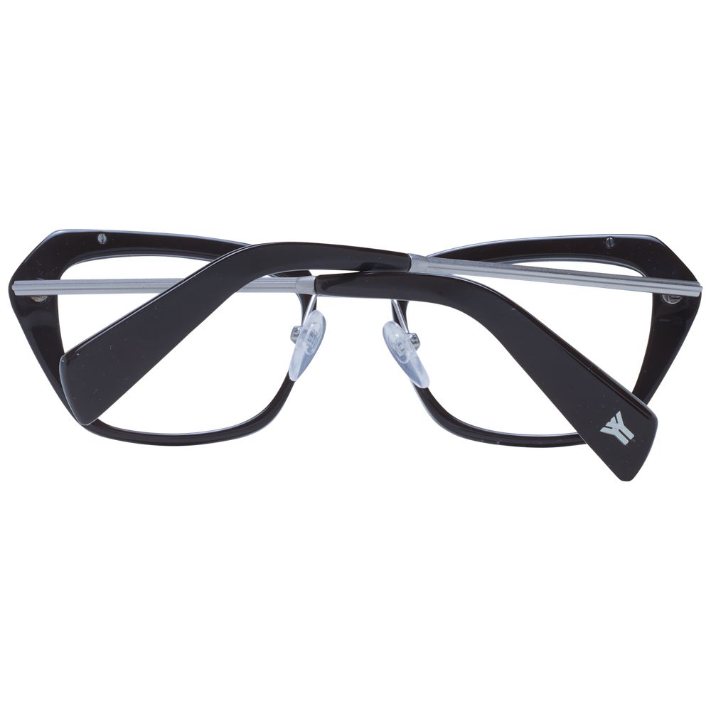 Yohji Yamamoto Black Women Glasses Frame in full-rim design, metal and plastic material, rectangle style, demo lenses, size 51-19-140.