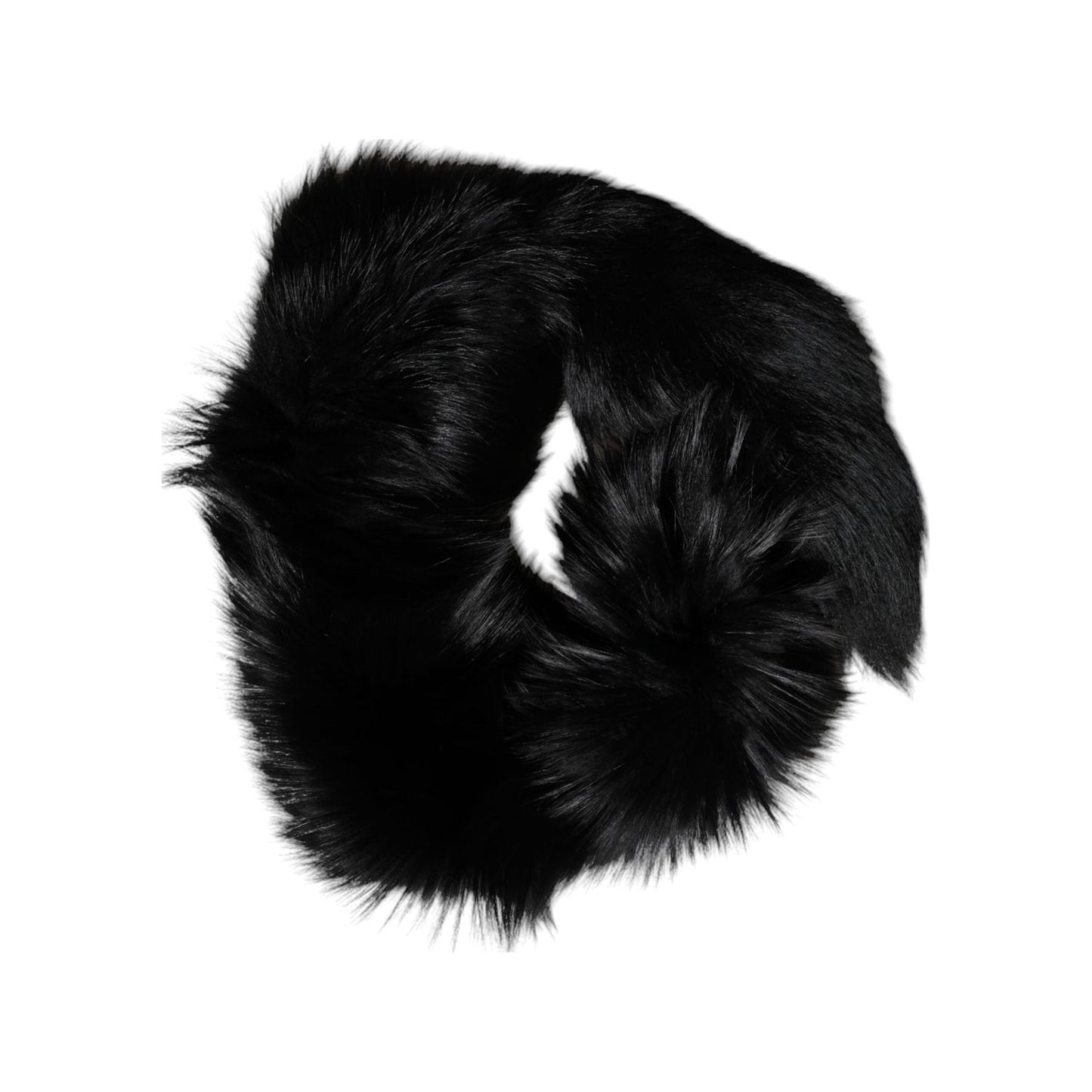 Dolce & Gabbana Black Fox Fur Neck Wrap Warmer Winter Scarf