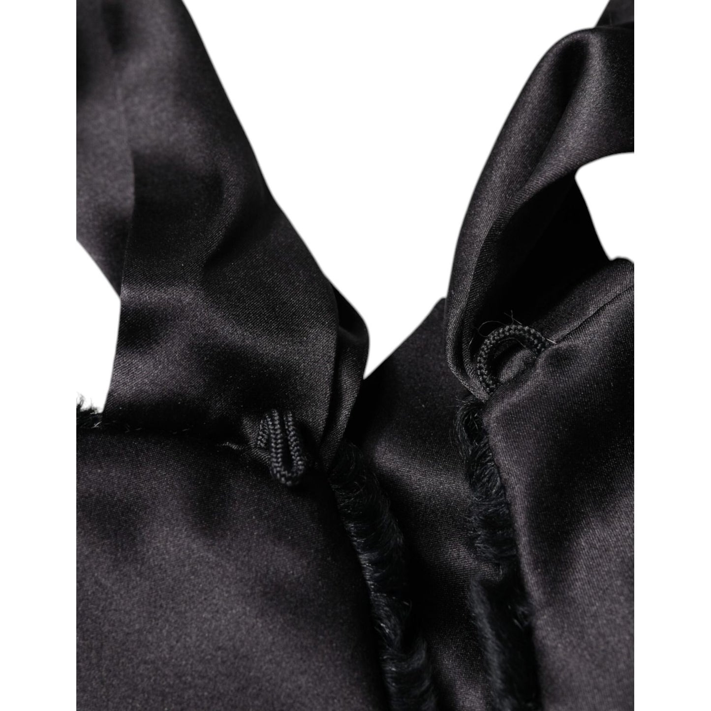 Dolce & Gabbana Black Lamb Fur Women Neck Warmer Winter Scarf