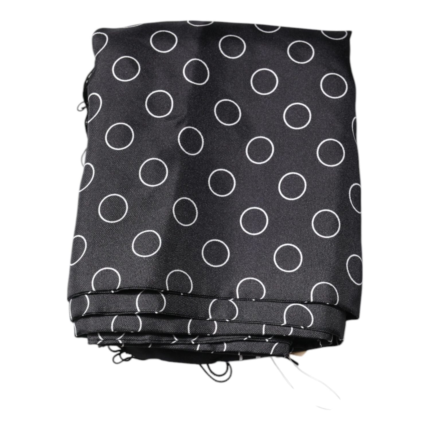 Dolce & Gabbana Black Circles Silk Fringes Shawl Wrap Scarf