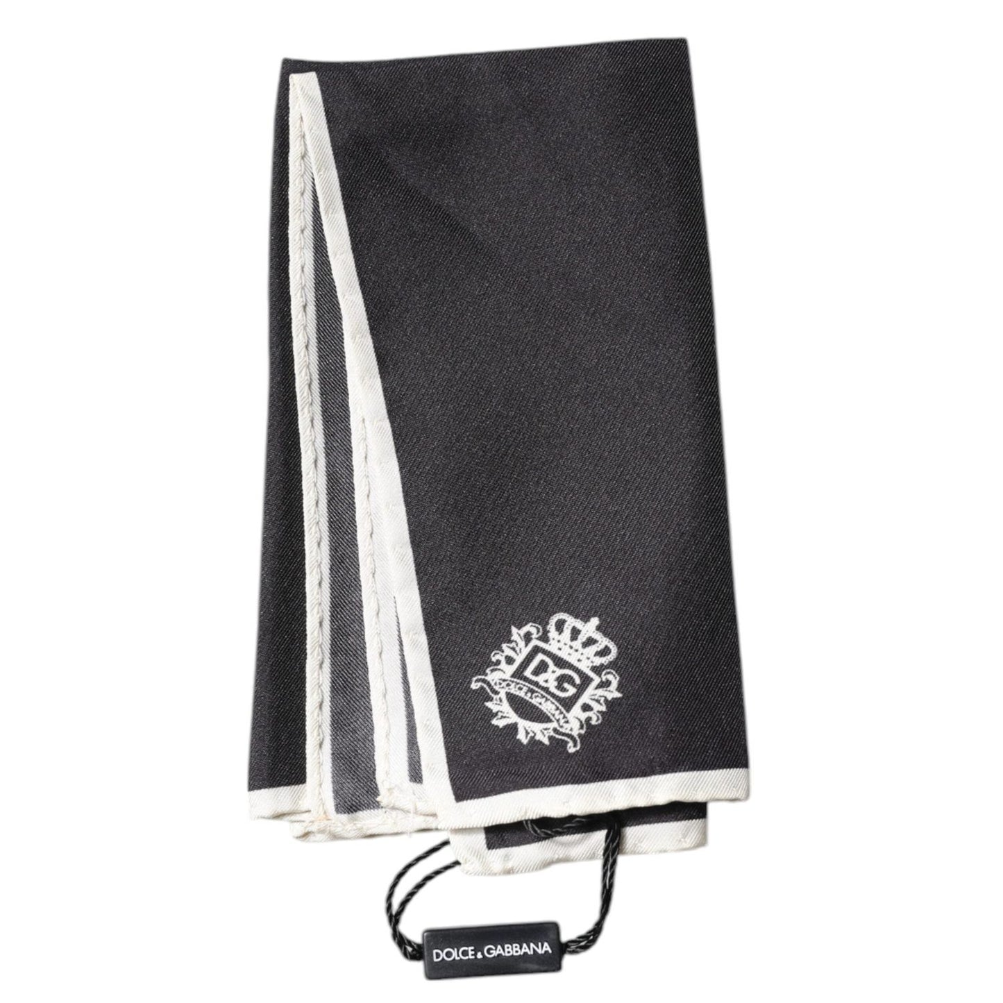 Dolce & Gabbana Black Crown Logo Square Handkerchief Scarf