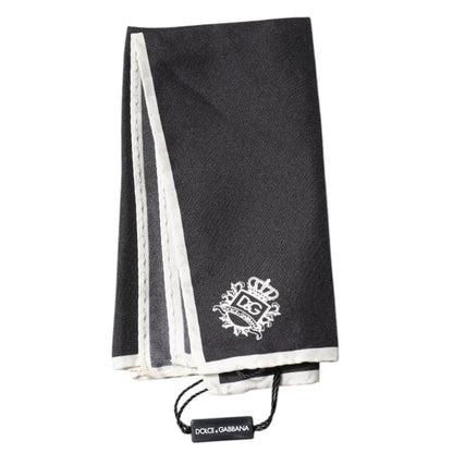Dolce & Gabbana Black Crown Logo Square Handkerchief Scarf