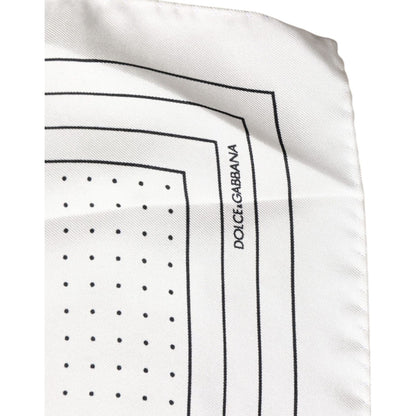 Dolce & Gabbana White Polka Dots Square Handkerchief Scarf