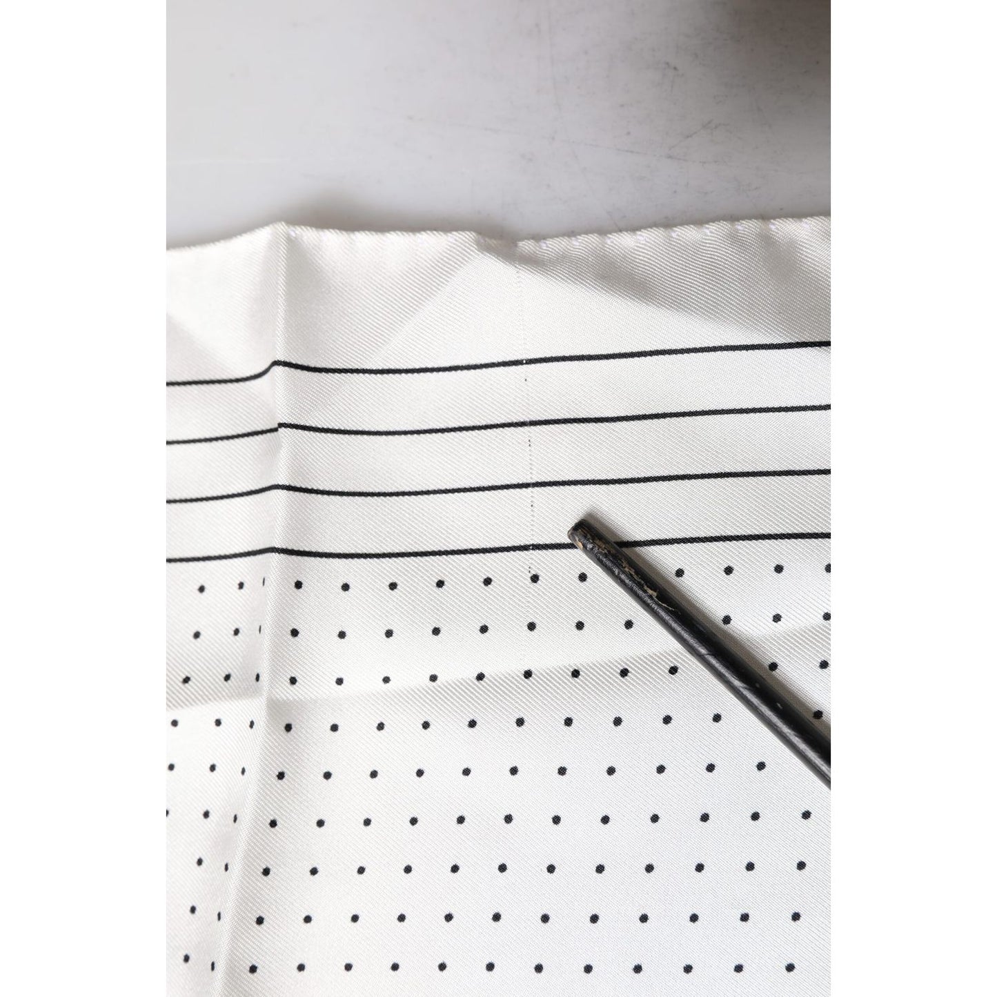 Dolce & Gabbana White Polka Dots Square Handkerchief Scarf