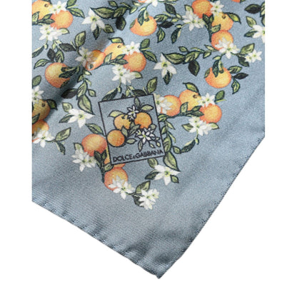 Dolce & Gabbana Gray Oranges Silk Square Handkerchief Scarf