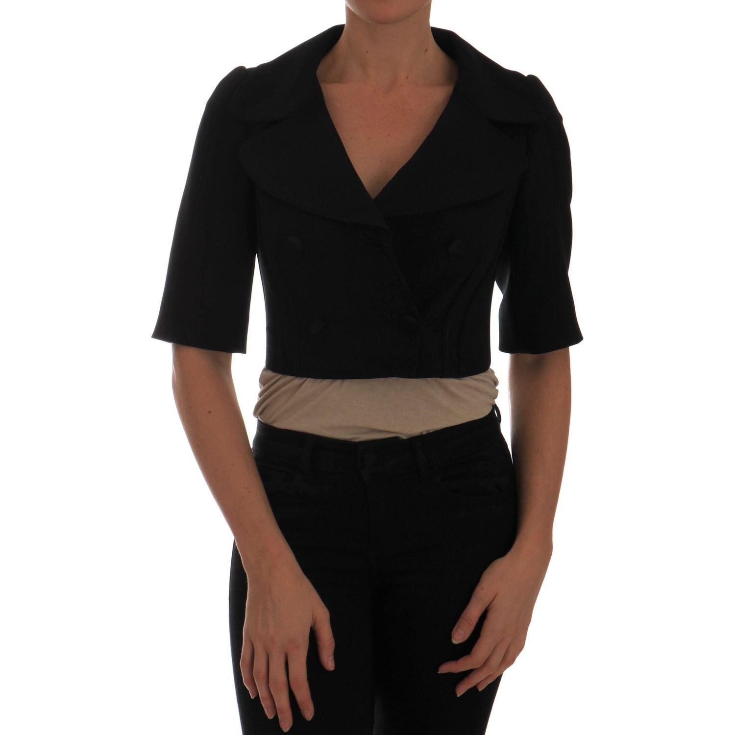 Dolce & Gabbana Black Short Croped Jacket Blazer