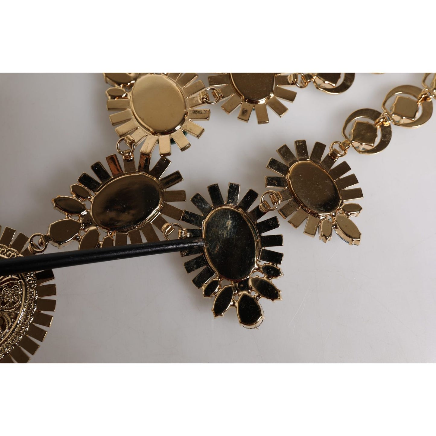 Dolce & Gabbana Gold Brass Pietre Oval Crystal Embellished Necklace